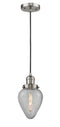 Innovations Lighting Geneseo 1-100 watt 6.5 inch Brushed Satin Nickel Mini Pendant with Clear Crackle glass 201CSNG165