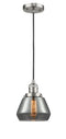 Innovations Lighting Fulton 1-100 watt 7 inch Brushed Satin Nickel Mini Pendant with Smoked glass 201CSNG173