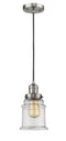 Innovations Lighting Canton 1-100 watt 6.5 inch Brushed Satin Nickel Mini Pendant with Clear glass 201CSNG182