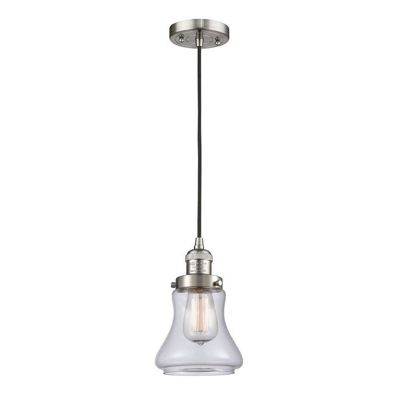 Bellmont Mini Pendant shown in the Brushed Satin Nickel finish with a Clear shade