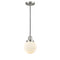 Beacon Mini Pendant shown in the Brushed Satin Nickel finish with a Matte White shade