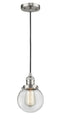 Innovations Lighting Beacon 1-100 watt 6 inch Brushed Satin Nickel Mini Pendant with Clear glass 201CSNG2026