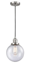 Innovations Lighting Beacon 1-100 watt 8 inch Antique Copper Mini Pendant with Seedy glass 201CSNG2048