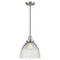 Seneca Falls Mini Pendant shown in the Brushed Satin Nickel finish with a Clear Halophane shade