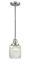 Innovations Lighting Colton 1-100 watt 8 inch Brushed Satin Nickel Mini Pendant with Thick Clear Halophane glass 201CSNG302