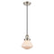 Olean Mini Pendant shown in the Brushed Satin Nickel finish with a Matte White shade