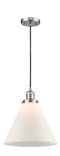Innovations Lighting X-Large Cone 1-100 watt 12 inch Brushed Satin Nickel Mini Pendant with Matte White Cased glass 201CSNG41L