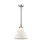 Cone Mini Pendant shown in the Brushed Satin Nickel finish with a Matte White shade