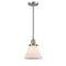 Cone Mini Pendant shown in the Brushed Satin Nickel finish with a Matte White shade