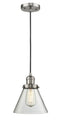 Innovations Lighting Large Cone 1-100 watt 8" Brushed Satin Nickel Mini Pendant with Clear glass 201CSNG42