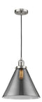 Innovations Lighting X-Large Cone 1-100 watt 12 inch Brushed Satin Nickel Mini Pendant with Smoked glass 201CSNG43L