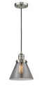 Innovations Lighting Large Cone 1-100 watt 8" Brushed Satin Nickel Mini Pendant with Smoked glass 201CSNG43