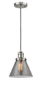 Innovations Lighting Large Cone 1-100 watt 8 inch Brushed Satin Nickel Mini Pendant with Smoked glass 201CSNG43