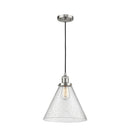 Cone Mini Pendant shown in the Brushed Satin Nickel finish with a Seedy shade