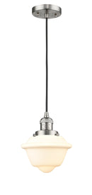 Innovations Lighting Small Oxford 1-100 watt 8 inch Brushed Satin Nickel Mini Pendant with Matte White Cased glass 201CSNG531