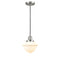 Oxford Mini Pendant shown in the Brushed Satin Nickel finish with a Matte White shade