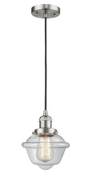 Innovations Lighting Small Oxford 1-100 watt 8 inch Brushed Satin Nickel Mini Pendant with Clear glass 201CSNG532