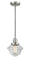 Innovations Lighting Small Oxford 1-100 watt 8 inch Brushed Satin Nickel Mini Pendant with Clear glass 201CSNG532