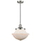 Oxford Mini Pendant shown in the Brushed Satin Nickel finish with a Matte White shade