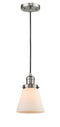 Innovations Lighting Small Cone 1-100 watt 6 inch Brushed Satin Nickel Mini Pendant with Matte White Cased glass 201CSNG61