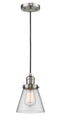 Innovations Lighting Small Cone 1-100 watt 6 inch Brushed Satin Nickel Mini Pendant with Clear glass 201CSNG62