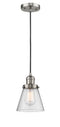 Innovations Lighting Small Cone 1-100 watt 6 inch Brushed Satin Nickel Mini Pendant with Seedy glass 201CSNG64