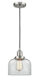 Innovations Lighting Large Bell 1-100 watt 8 inch Brushed Satin Nickel Mini Pendant with Clear glass 201CSNG72