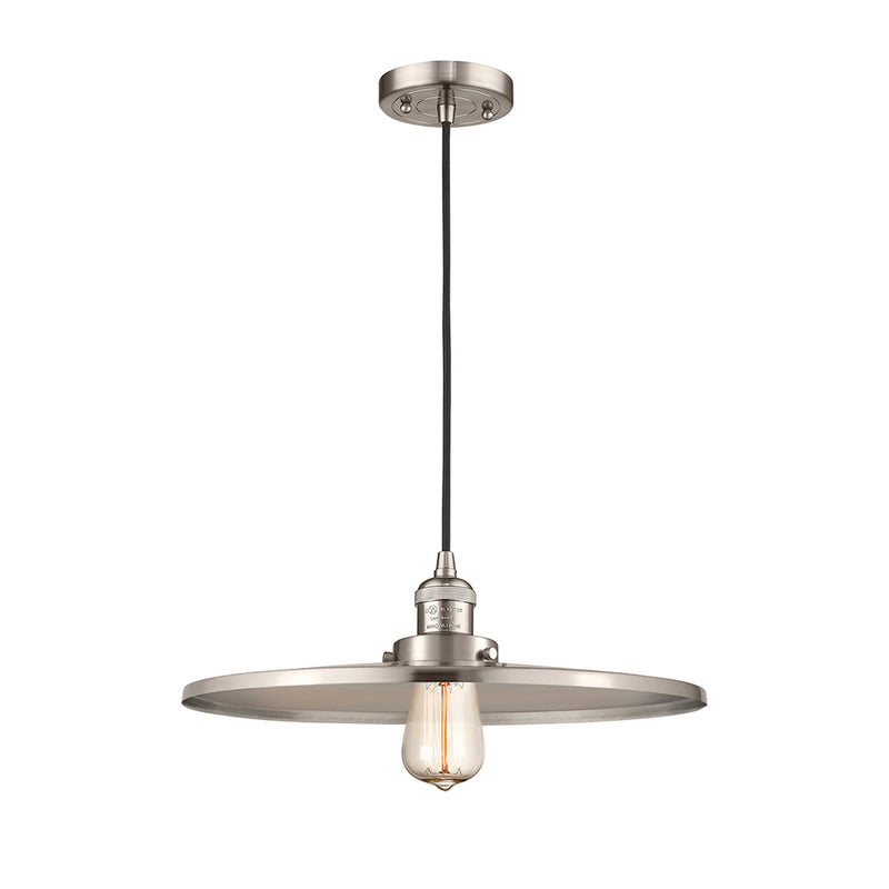 Appalachian Mini Pendant shown in the Brushed Satin Nickel finish with a Brushed Satin Nickel shade