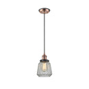 Chatham Mini Pendant shown in the Antique Copper finish with a Clear shade