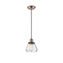 Fulton Mini Pendant shown in the Antique Copper finish with a Clear shade