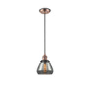 Fulton Mini Pendant shown in the Antique Copper finish with a Plated Smoke shade