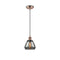 Fulton Mini Pendant shown in the Antique Copper finish with a Plated Smoke shade