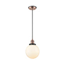 Beacon Mini Pendant shown in the Antique Copper finish with a Matte White shade