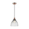 Seneca Falls Mini Pendant shown in the Antique Copper finish with a Clear Halophane shade