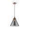 Cone Mini Pendant shown in the Antique Copper finish with a Plated Smoke shade