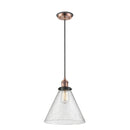 Cone Mini Pendant shown in the Antique Copper finish with a Seedy shade