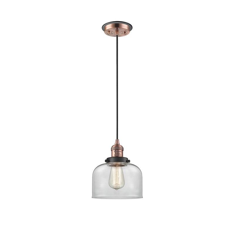 Bell Mini Pendant shown in the Antique Copper finish with a Clear shade