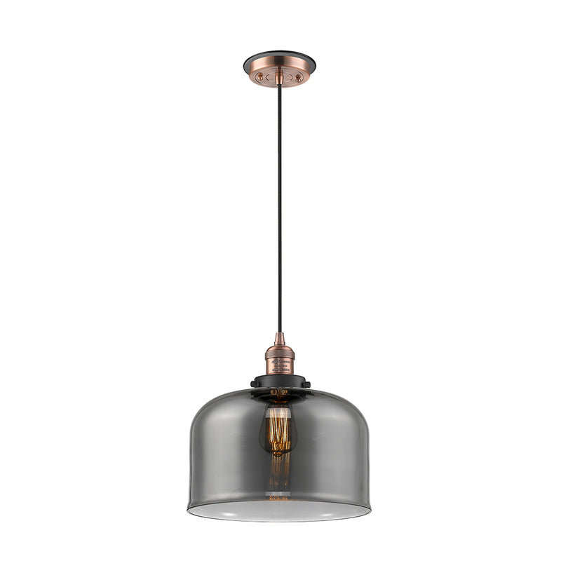 Bell Mini Pendant shown in the Antique Copper finish with a Plated Smoke shade