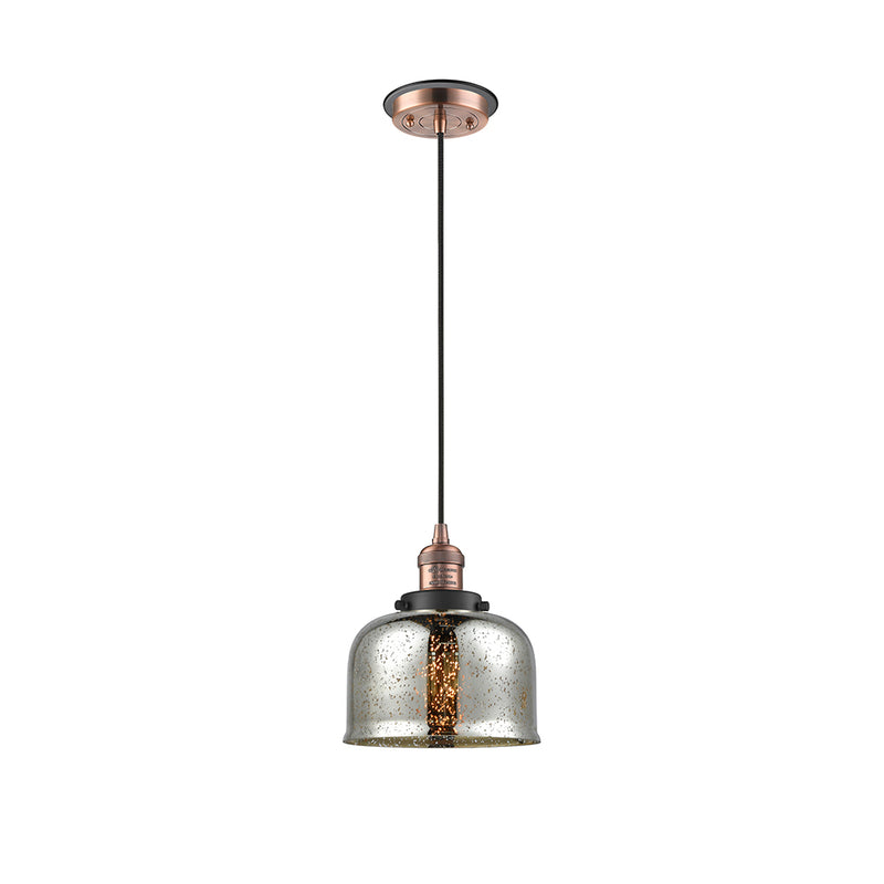 Bell Mini Pendant shown in the Antique Copper finish with a Silver Plated Mercury shade