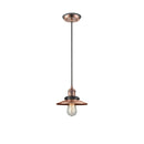 Railroad Mini Pendant shown in the Antique Copper finish with a Antique Copper shade