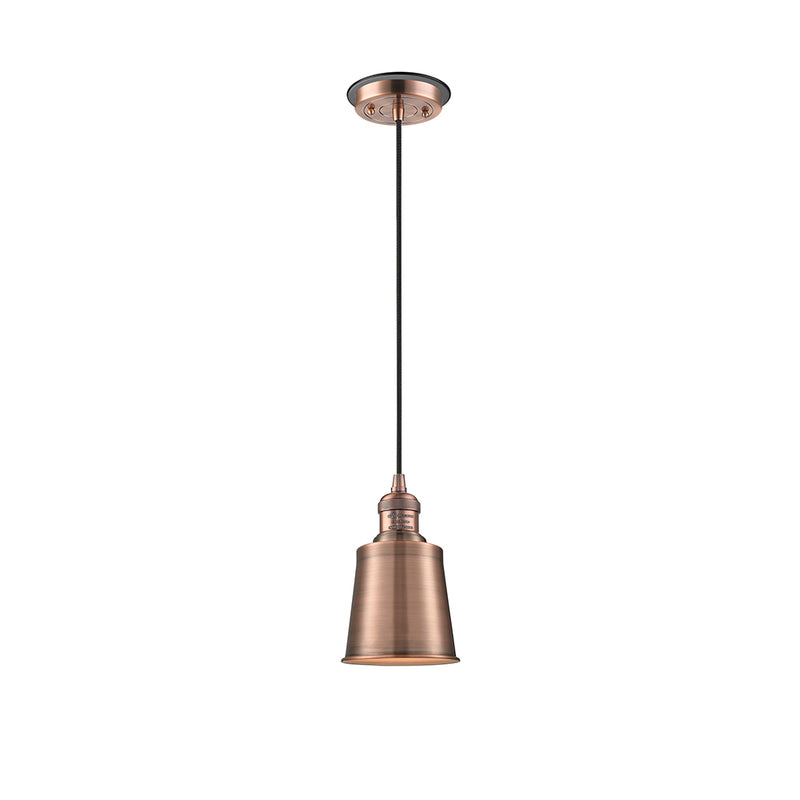 Addison Mini Pendant shown in the Antique Copper finish with a Antique Copper shade