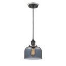 Bell Mini Pendant shown in the Matte Black finish with a Plated Smoke shade