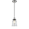 Canton Mini Pendant shown in the Polished Nickel finish with a Clear shade