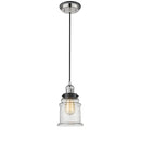 Canton Mini Pendant shown in the Polished Nickel finish with a Seedy shade