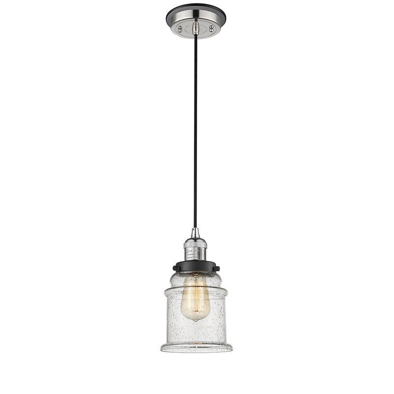 Canton Mini Pendant shown in the Polished Nickel finish with a Seedy shade