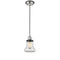 Bellmont Mini Pendant shown in the Polished Nickel finish with a Clear shade