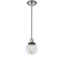 Beacon Mini Pendant shown in the Polished Nickel finish with a Clear shade