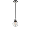 Beacon Mini Pendant shown in the Polished Nickel finish with a Seedy shade