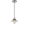 Halophane Mini Pendant shown in the Polished Nickel finish with a Clear Halophane shade