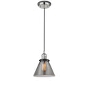 Cone Mini Pendant shown in the Polished Nickel finish with a Plated Smoke shade